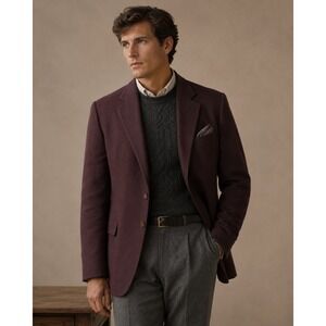 Lord & Taylor Blazer 40R Burgundy 100% Cashmere Sport Coat USA heritage Preppy
